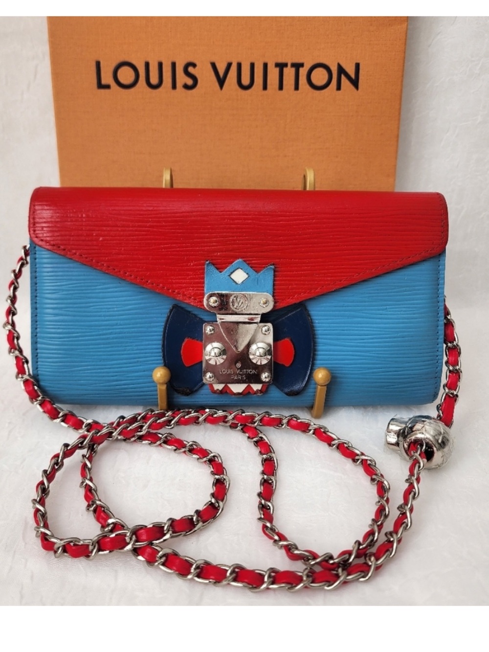 Louis Vuitton Red & Blue Epi Leather Crossbody Wallet